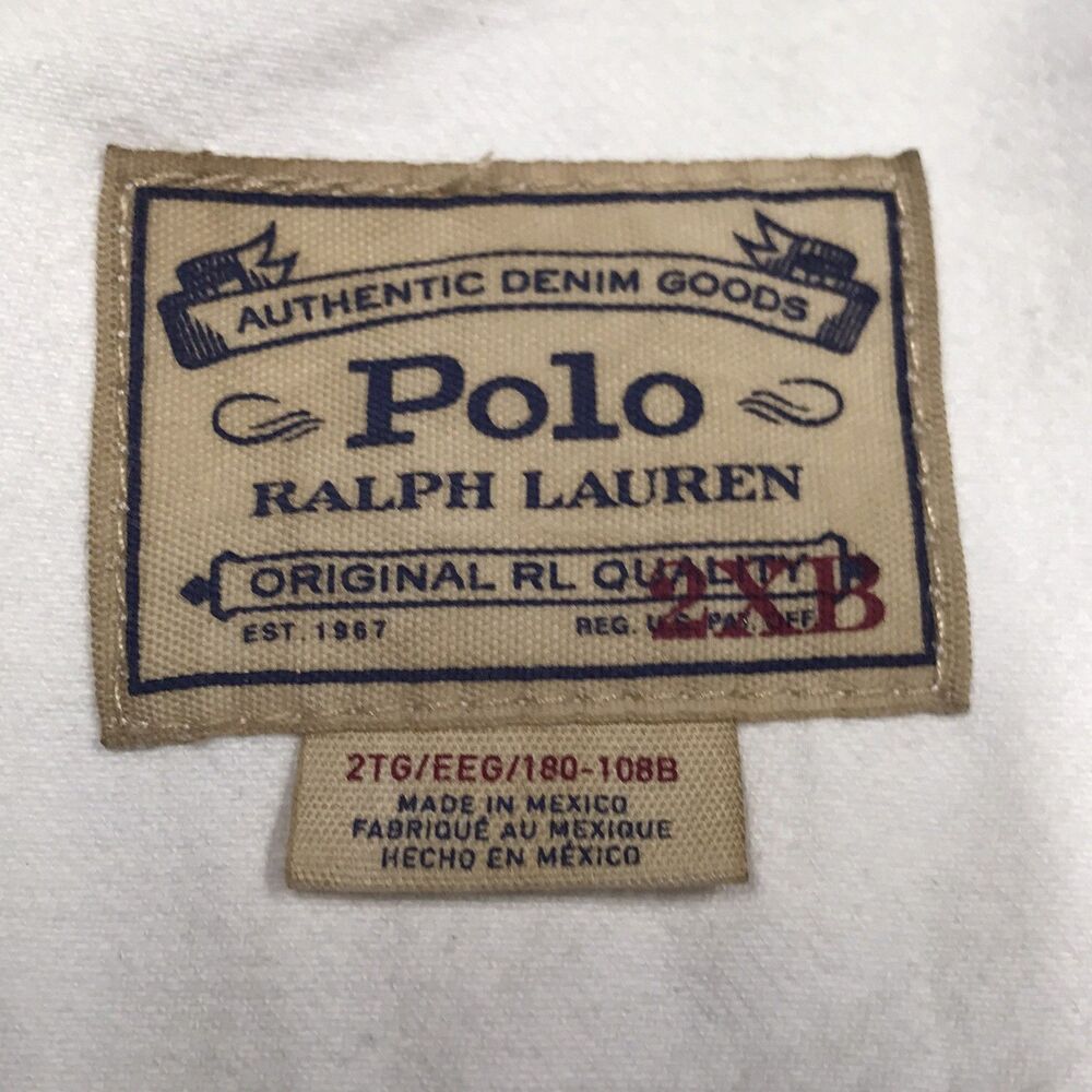 NWT POLO Ralph Lauren Denim Oxford Club Jacket Men 2XB White Rowdies Rugby Print - Picture 10 of 16